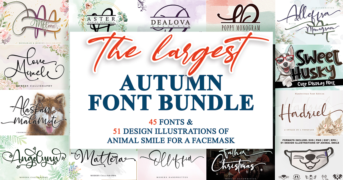 The Largest Autumn Fonts Bundle Bundle · Creative Fabrica