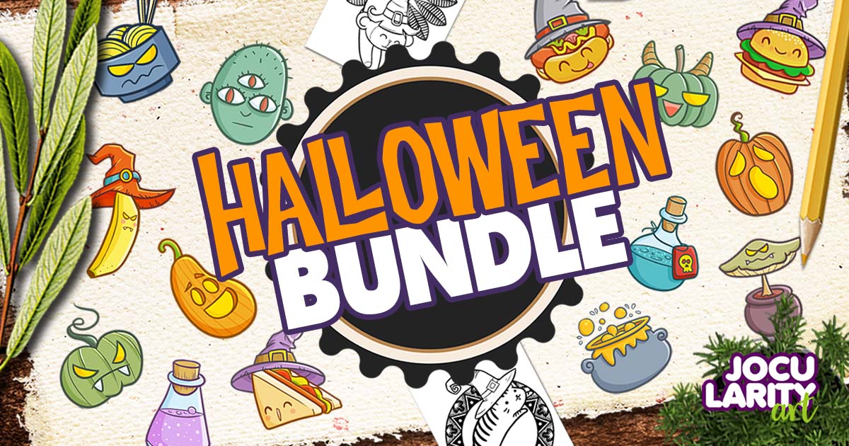 Halloween Cute Cartoon and Coloring Pages Bundle Bundle · Creative Fabrica