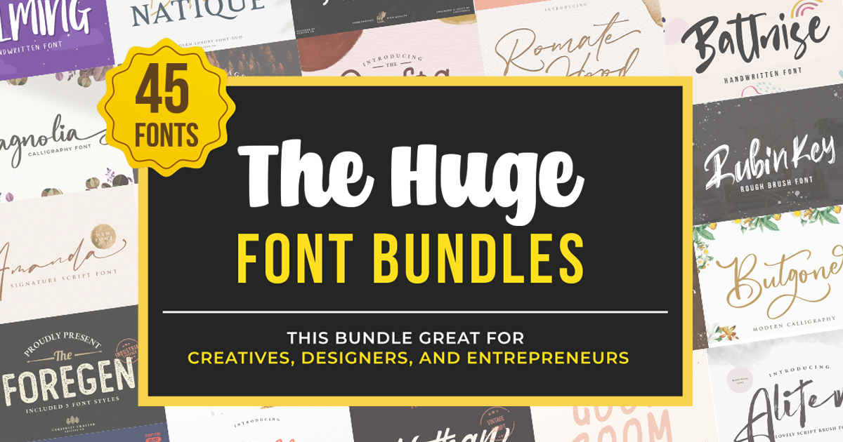 The Huge Font Bundle Bundle · Creative Fabrica