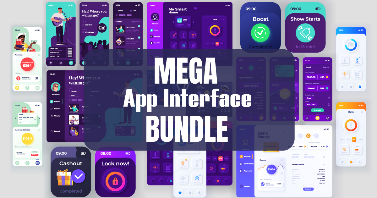 Mega App Interface Bundle Bundle · Creative Fabrica