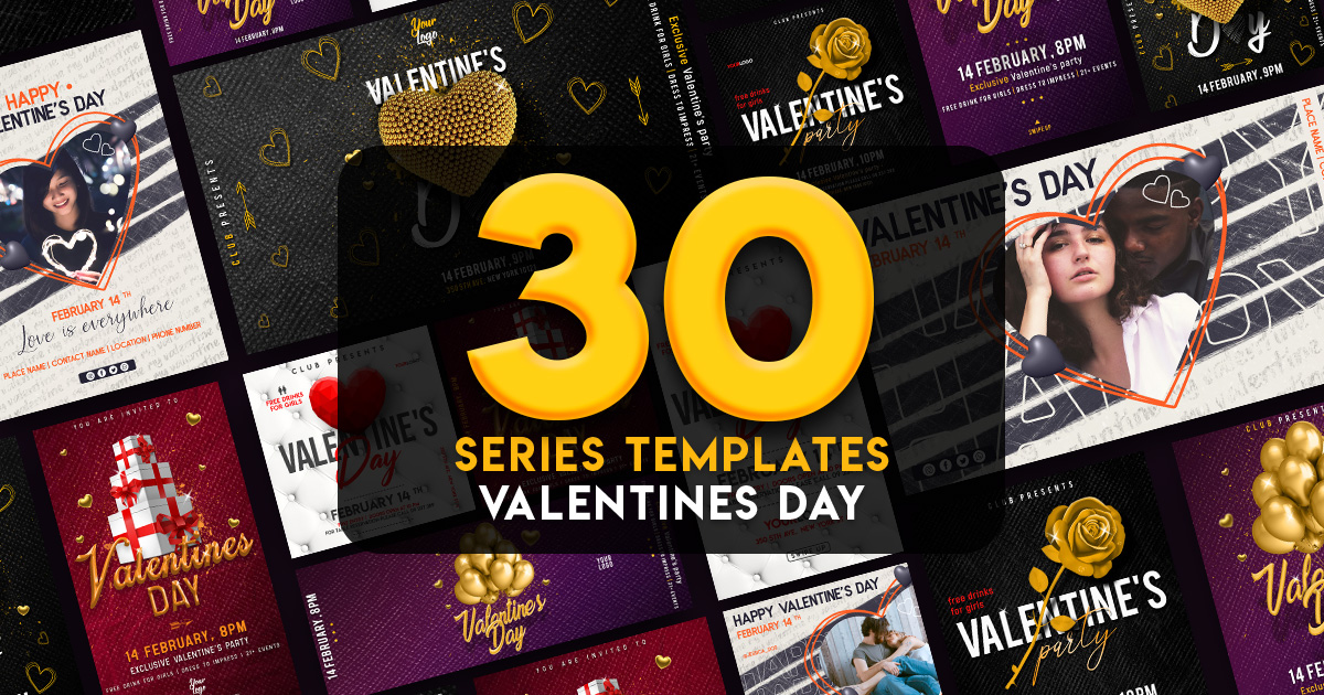 30 Valentine's Day Templates Bundle · Creative Fabrica