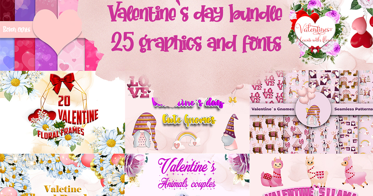 Valentine`s Day Bundle Bundle · Creative Fabrica