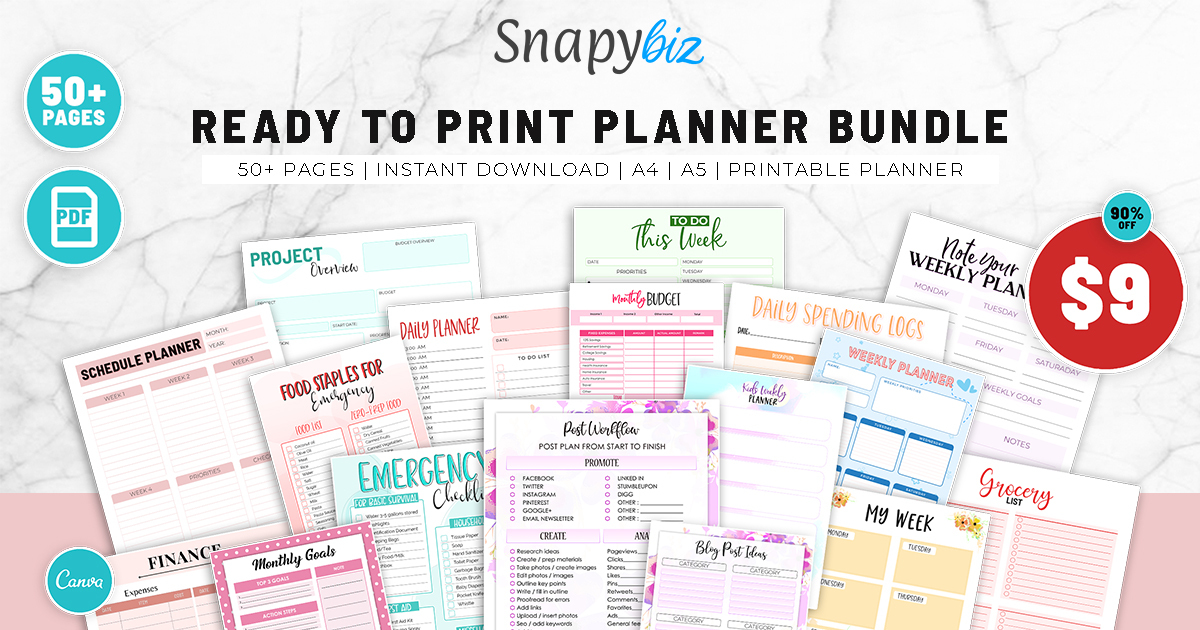 Ready to Print Planner Bundle Bundle · Creative Fabrica