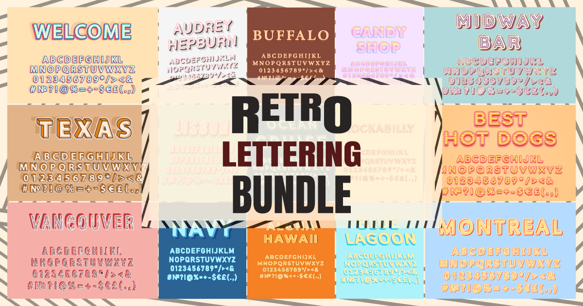 Retro Lettering Bundle Bundle · Creative Fabrica