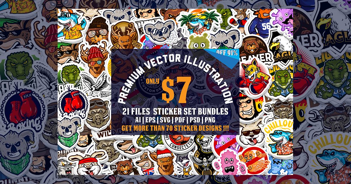 Awesome Stickers Bundle Bundle · Creative Fabrica