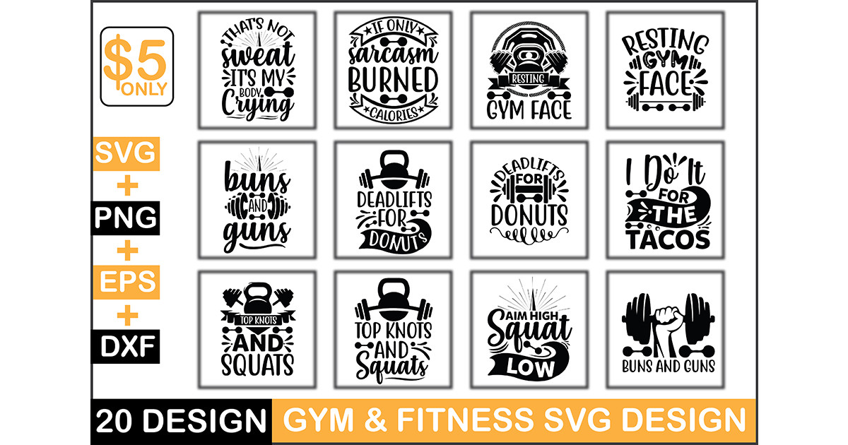 Gym and Fitness SVG Design Bundle · Creative Fabrica