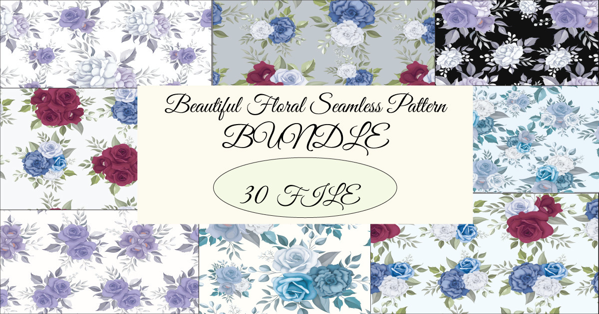 Beautiful Floral Seamless Pattern Bundle Bundle · Creative Fabrica