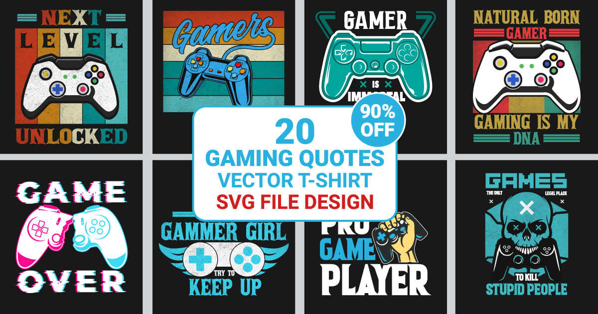 Gaming Quotes T-Shirt Design Bundle Bundle · Creative Fabrica
