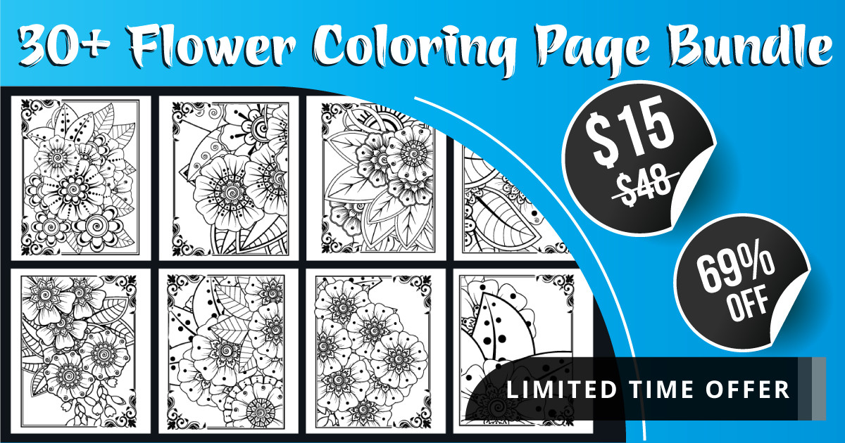 Flower Coloring Page Bundle for KDP Vol 5 Bundle · Creative Fabrica