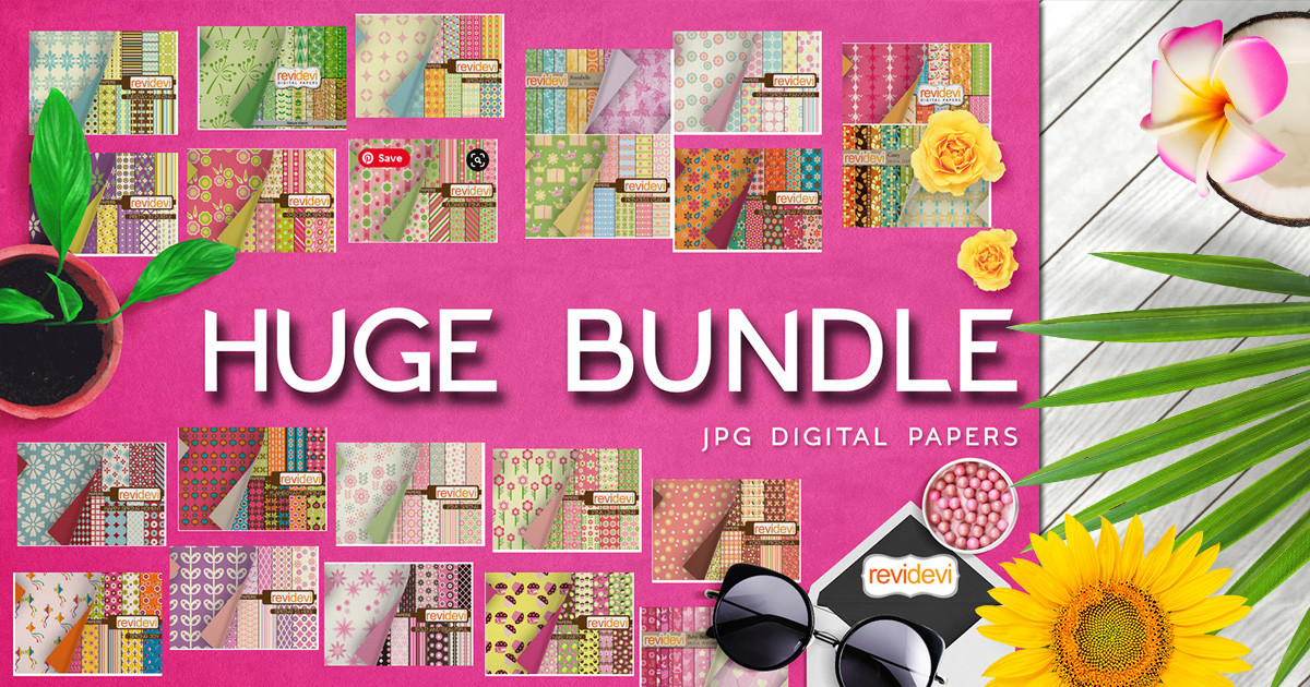 Flower Digital Papers Huge Bundle Bundle · Creative Fabrica
