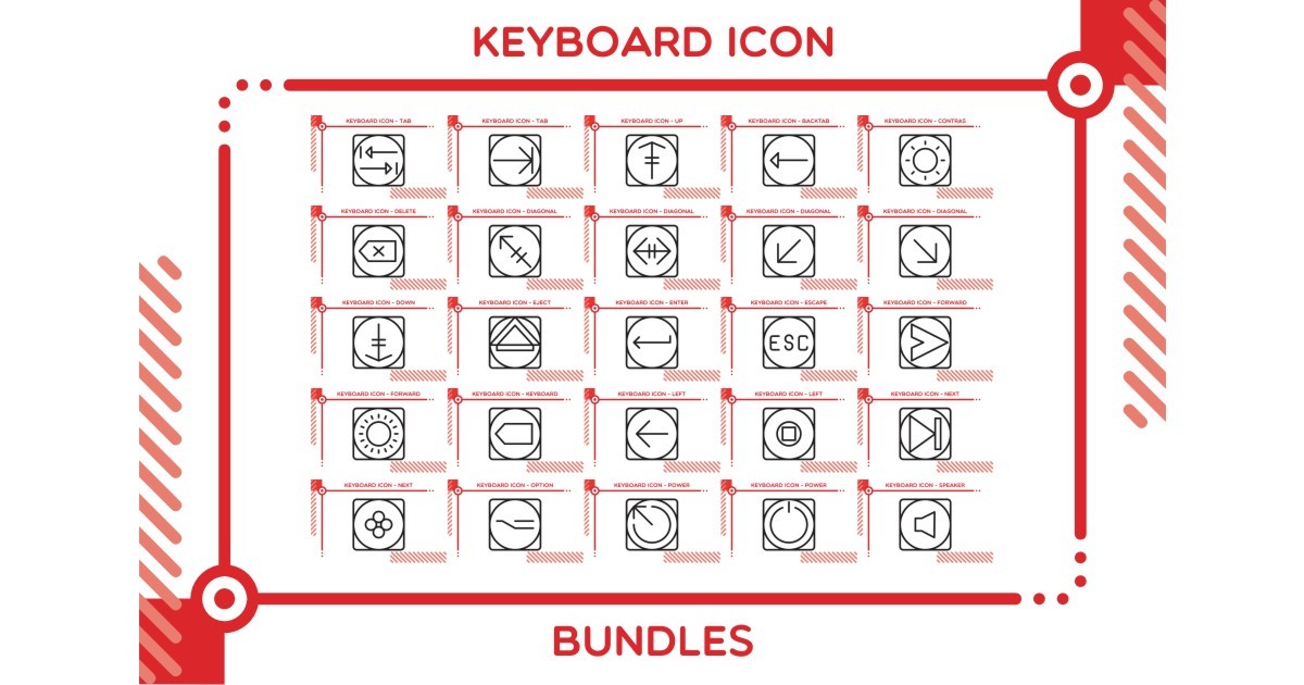 Keyboard Icon Bundle 6 Bundle · Creative Fabrica