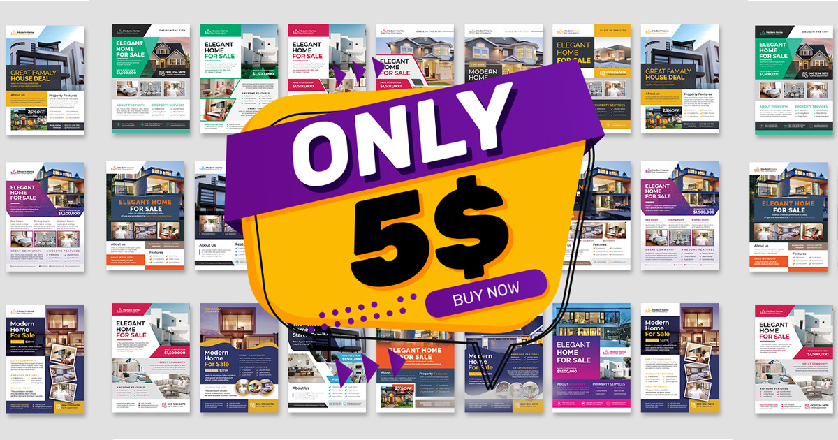 20 Real Estate Flyers Bundle Bundle · Creative Fabrica