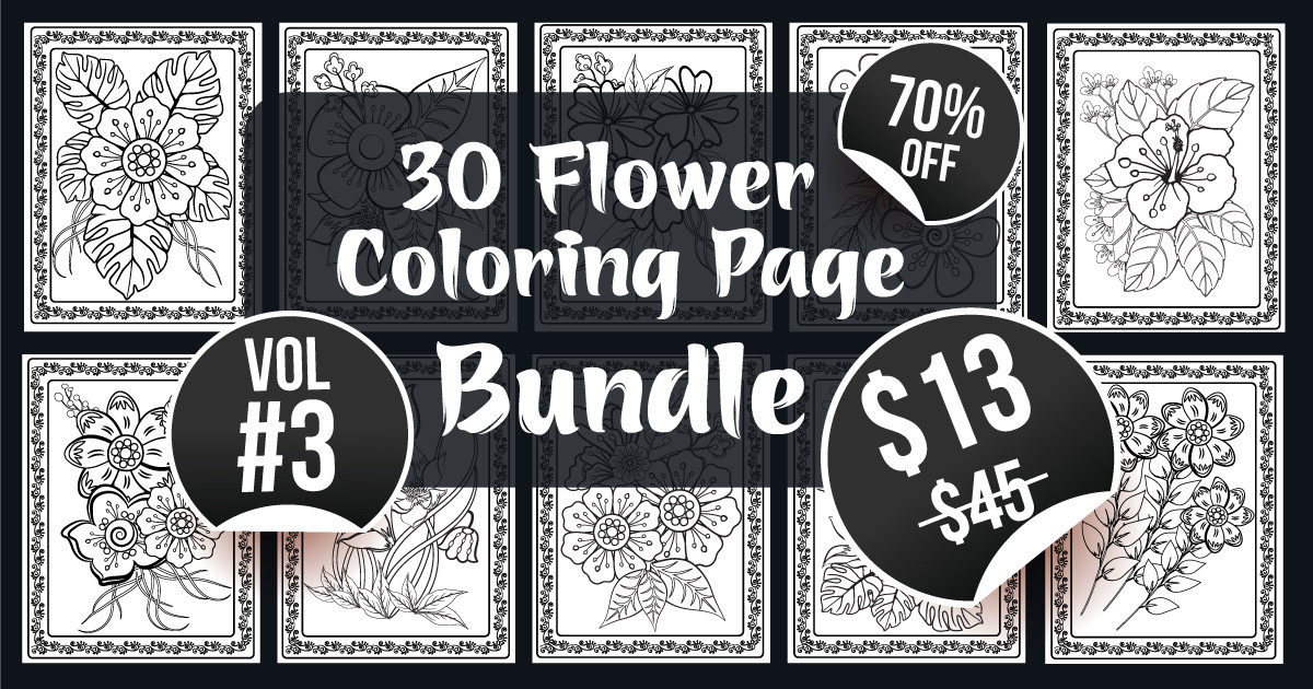 Flower Coloring Page for KDP Bundle Vol.3 Bundle · Creative Fabrica