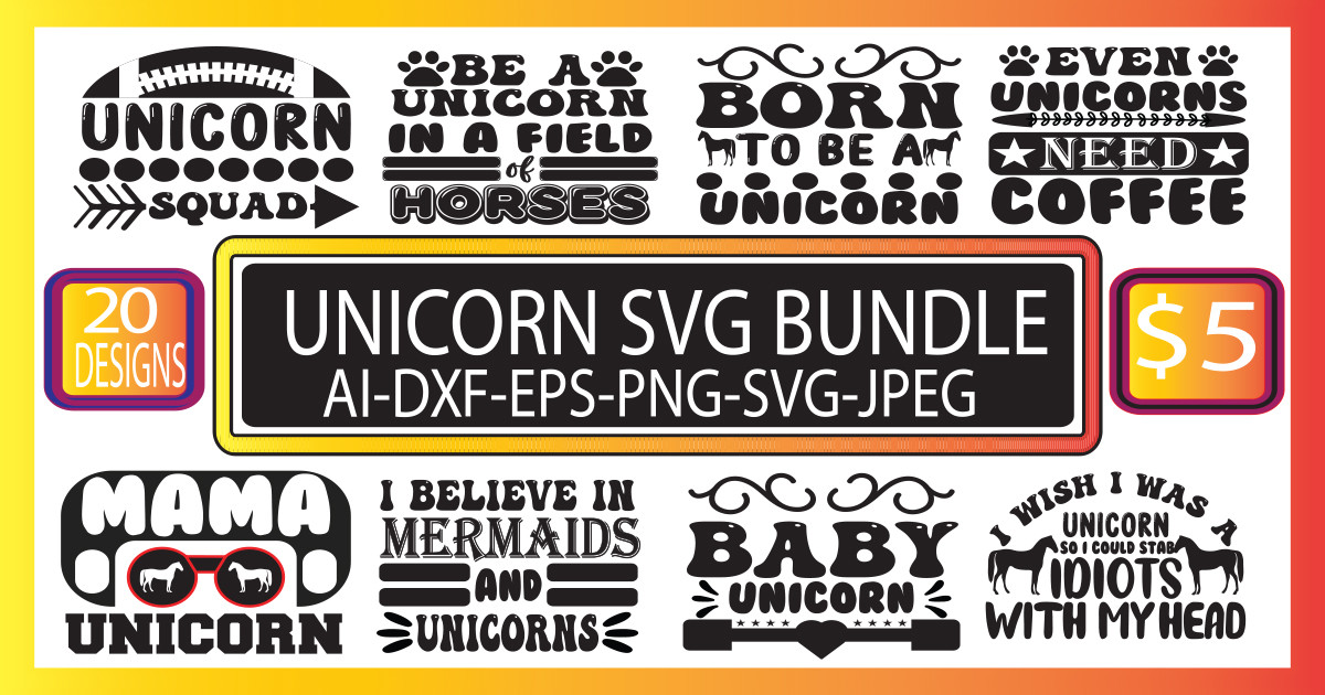 Unicorn SVG Bundle Vol.2 Bundle · Creative Fabrica