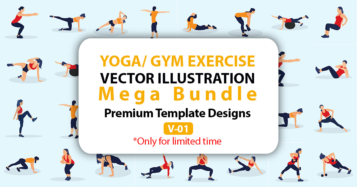 Yoga, Gym Poses Vector Mega Bundle V-01 Bundle · Creative Fabrica