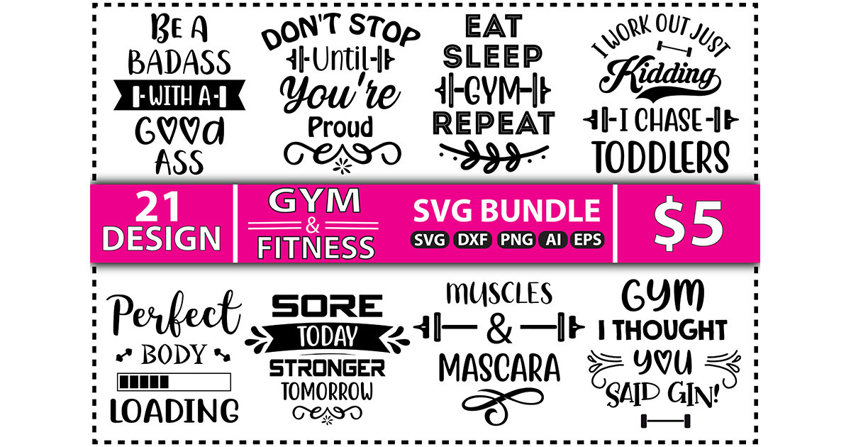 Gym and Fitness SVG Design Bundle Bundle · Creative Fabrica