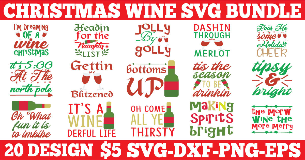 Christmas Wine SVG Bundle Bundle · Creative Fabrica