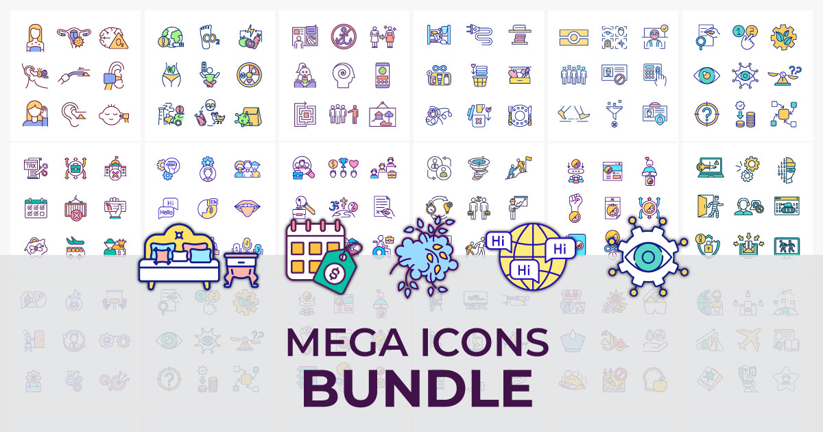 Mega Icons Bundle Bundle · Creative Fabrica