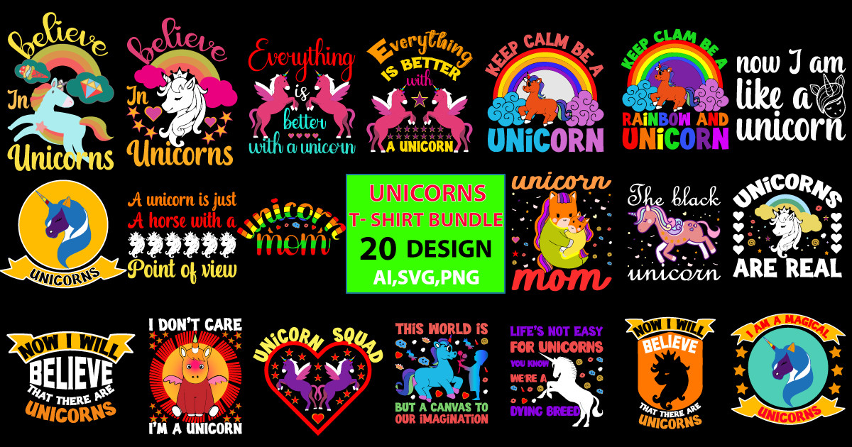 Unicorn T Shirts Design Bundle Bundle Creative Fabrica