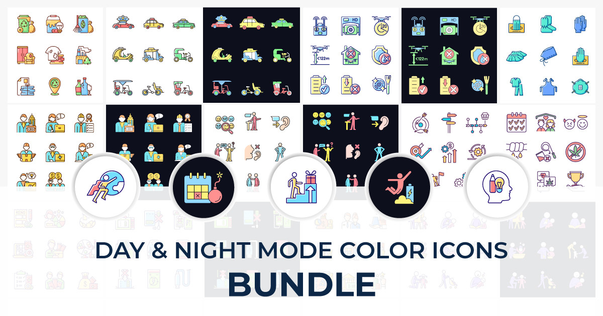 Day and Night Mode Color Icons Bundle Bundle · Creative Fabrica