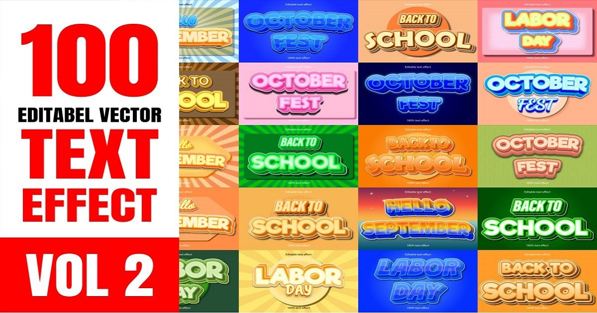 Editable Text Effect Bundle Vol 2 Bundle · Creative Fabrica